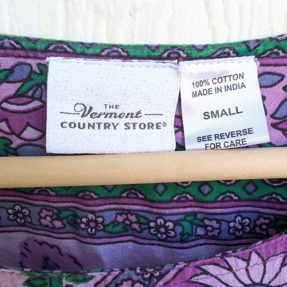 Vermont Country Store Dress Purple Cotton Patio Muumuu Pockets Housedress Small - Picture 3 of 5